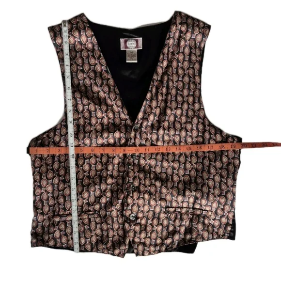 VTG 90s Chiamare Silk Paisley Print Vest Mens M Button Front Adjustable Tie Back - Picture 7 of 7